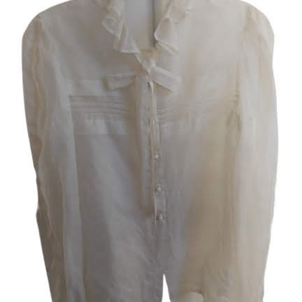 Vintage Tule Organza Blouse  Lace Trim  Women's Size 36" Chest